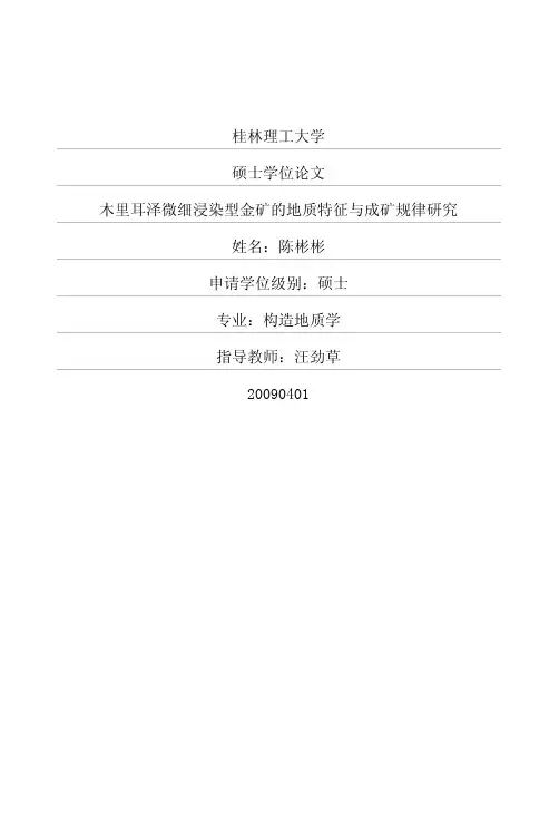 木里耳泽微细浸染型金矿的地质特征与成矿规律研究
