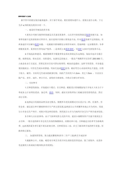 新养羊发展户入门必读