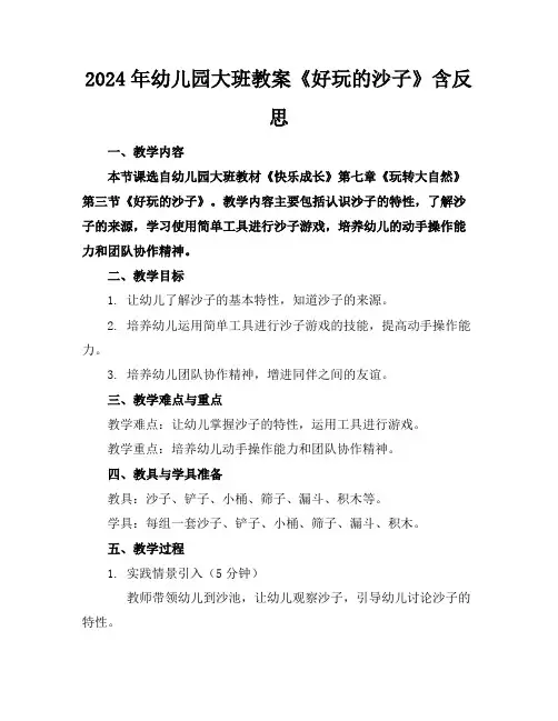 2024年幼儿园大班教案《好玩的沙子》含反思