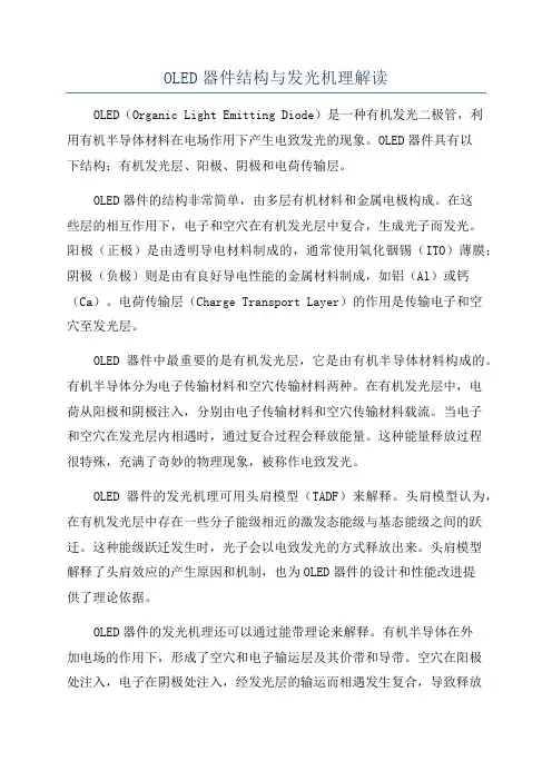 OLED器件结构与发光机理解读