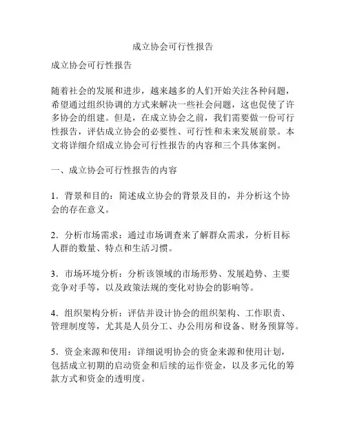 成立协会可行性报告