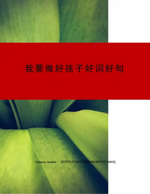 我要做好孩子好词好句