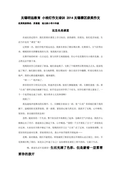 无锡小学作文辅导班,无锡小桔灯作文培训,连元街小学