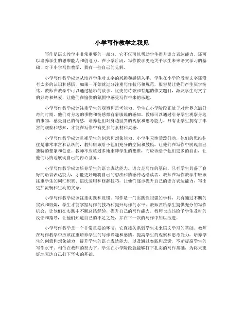小学写作教学之我见