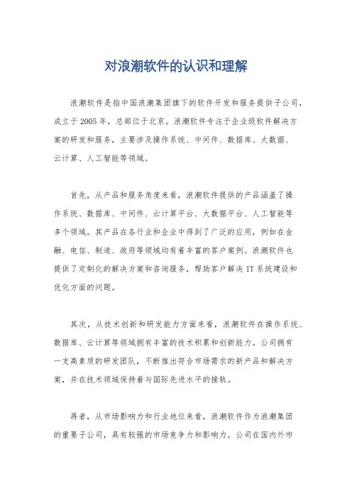 对浪潮软件的认识和理解