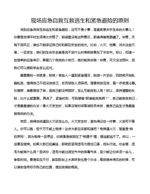 现场应急自救互救逃生和紧急避险的原则