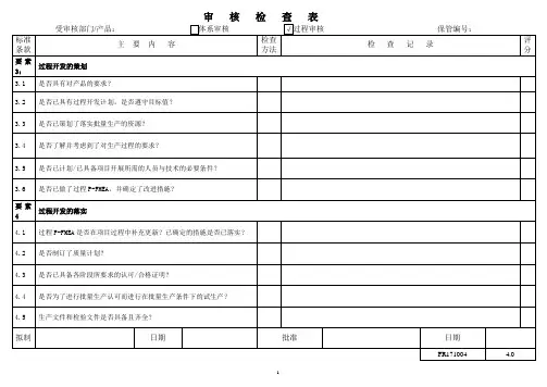 VDA6.3过程审核检查表