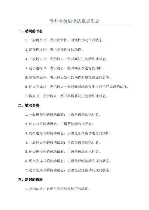 专升本英语语法重点汇总