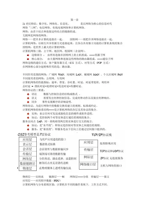 天津工业大学 计算机网络 期末考试复习笔记