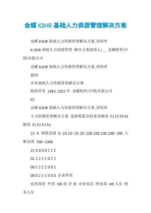 金蝶K3HR基础人力资源管理解决方案