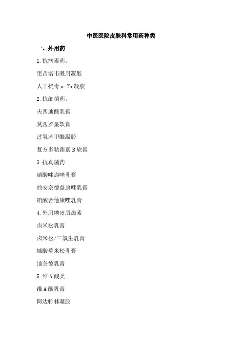 中医医院皮肤科常用药种类