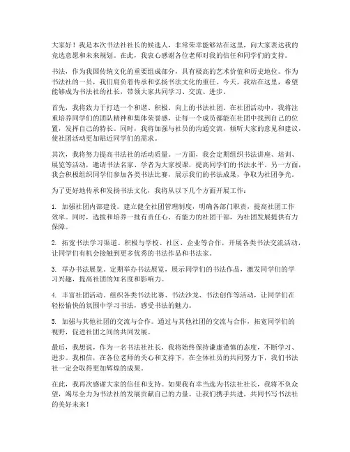 书法社长任职发言稿范文