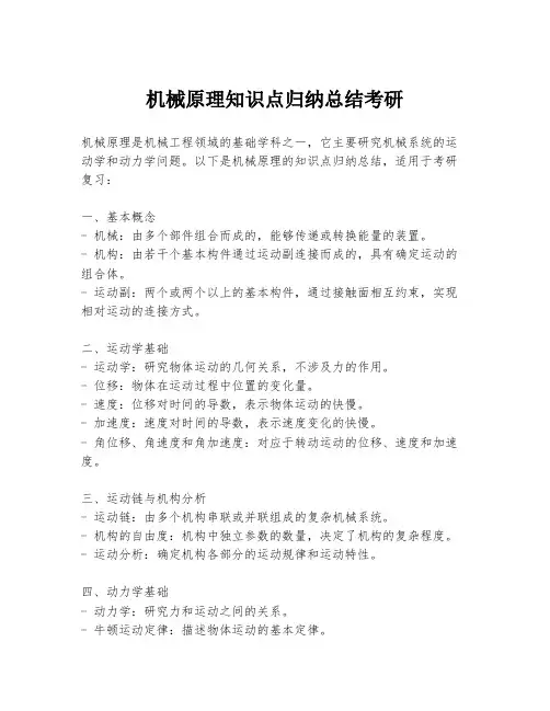 机械原理知识点归纳总结考研