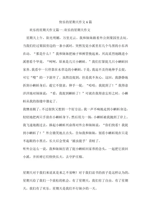 快乐的星期天作文6篇