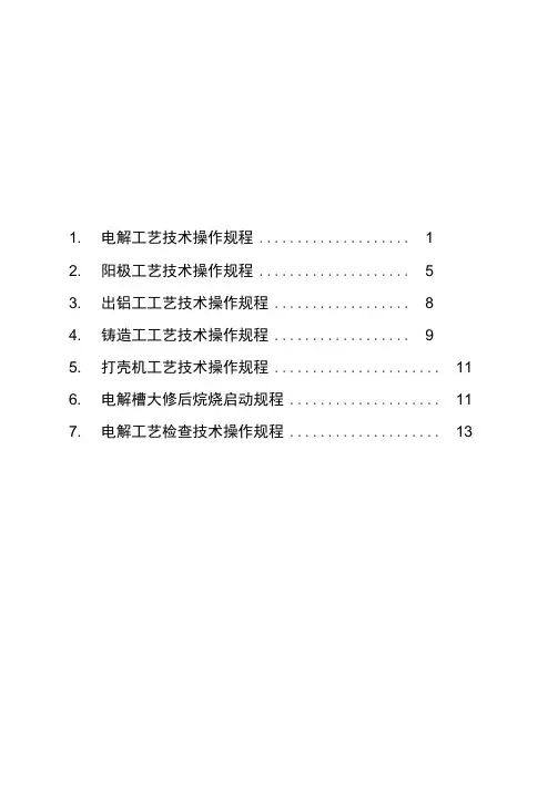 电解铝工艺技术操作规程