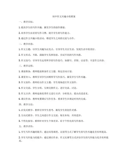 初中作文兴趣小组教案