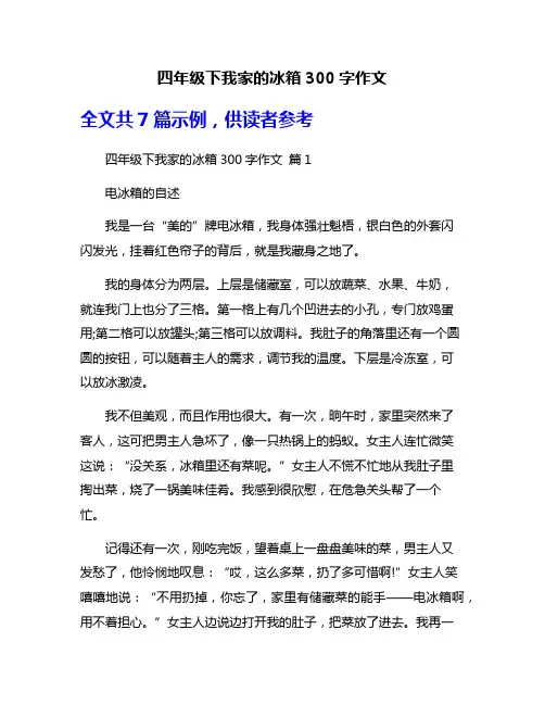 四年级下我家的冰箱300字作文