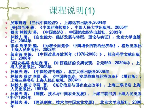 最新当代中国经济研究生PPT课件