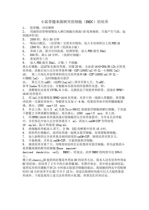 小鼠骨髓来源树突状细胞(BMDC)培养