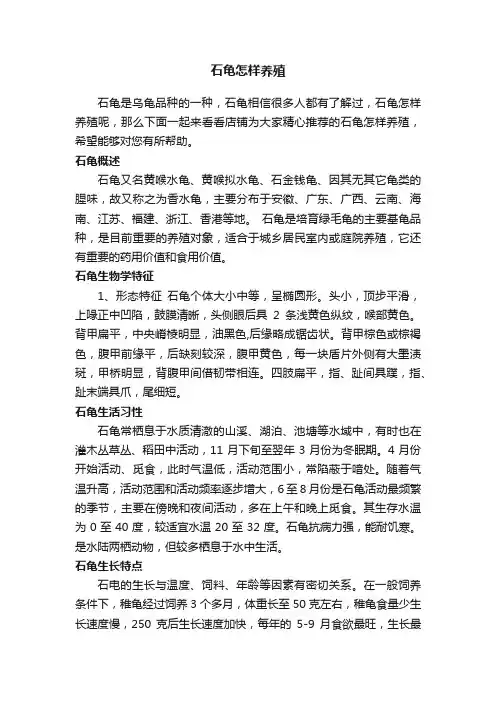 石龟怎样养殖