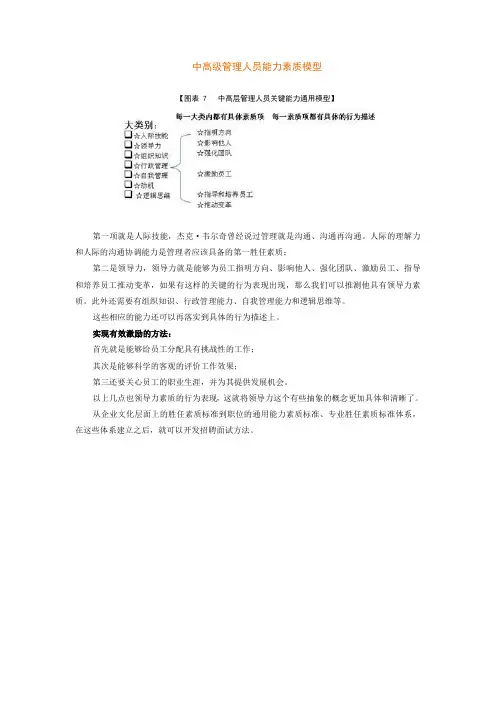 中高级管理人员能力素质模型