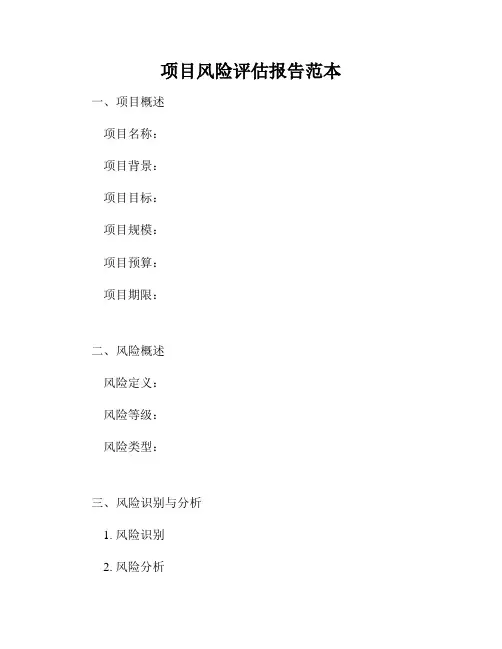 项目风险评估报告范本