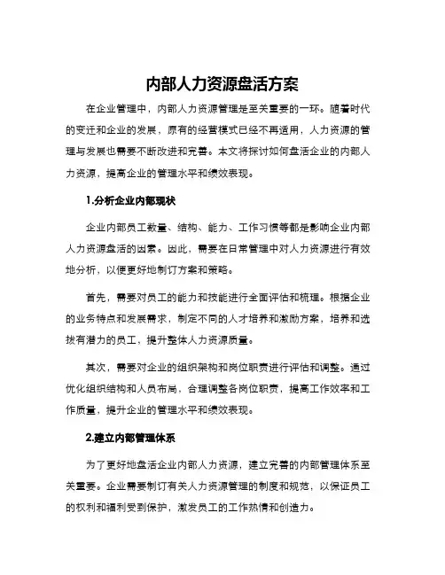 内部人力资源盘活方案