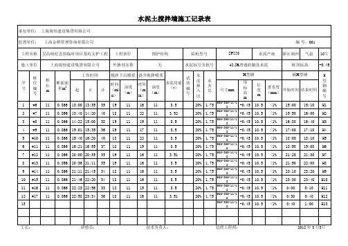 SMW工法桩施工记录表(型钢)