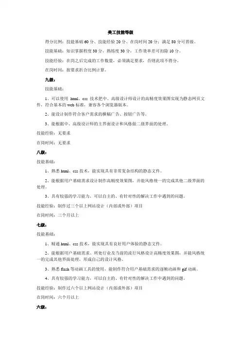 美工技能等级