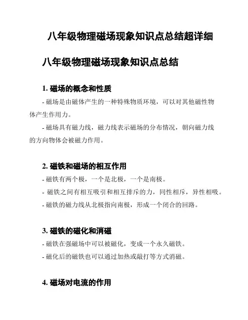 八年级物理磁场现象知识点总结超详细
