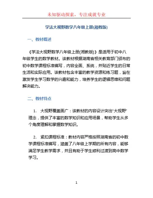 学法大视野数学八年级上册(湘教版)
