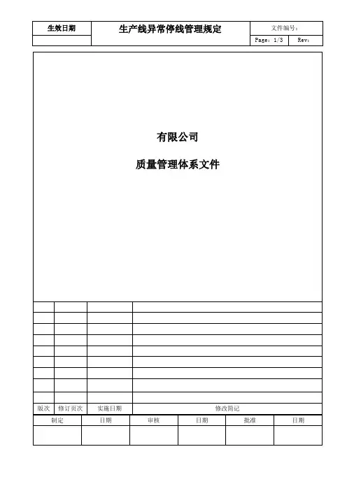 生产线异常停线管理规定