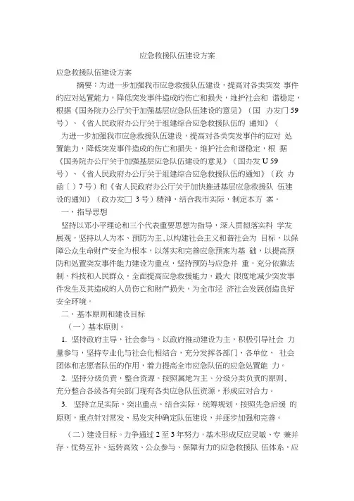 应急救援队伍建设方案  .docx