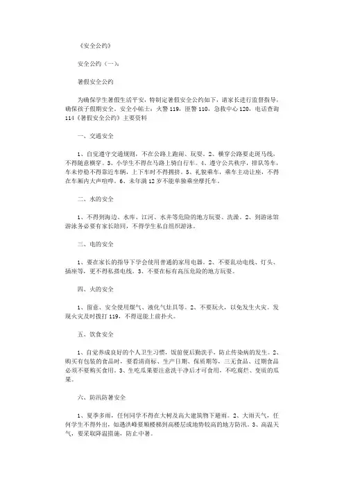 安全公约5篇_范文完美版