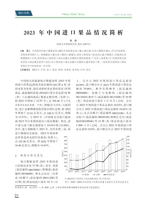 2023年中国进口果品情况简析