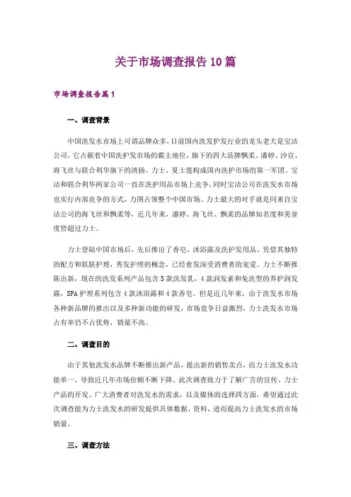 关于市场调查报告10篇