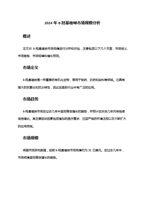 2024年8-羟基喹啉市场规模分析