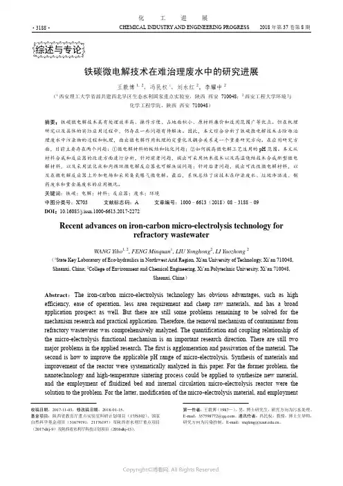 铁碳微电解技术在难治理废水中的研究进展