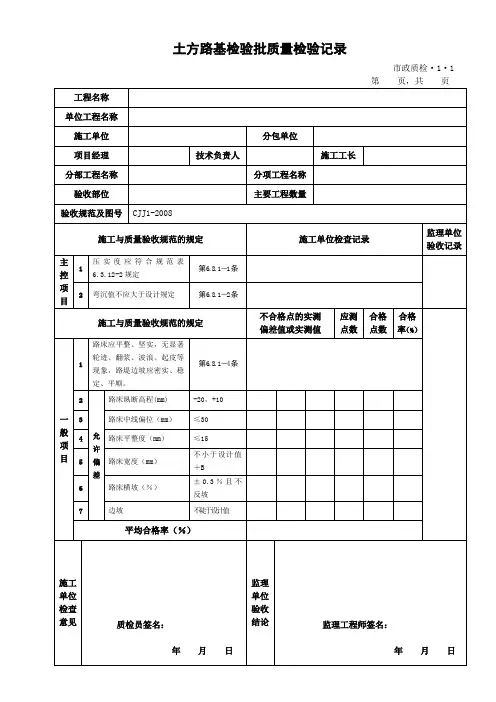 市政质检表格