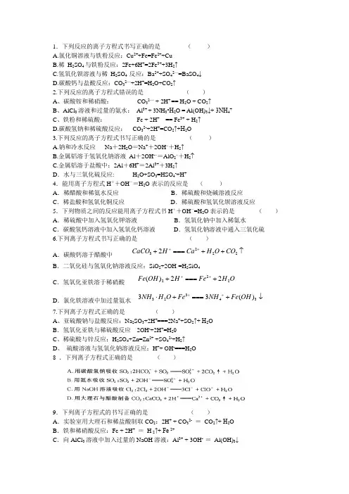 离子方程式的书写2练习题 (2)