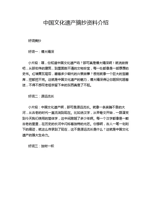 中国文化遗产摘抄资料介绍