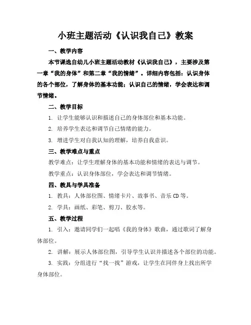 小班主题活动《认识我自己》教案