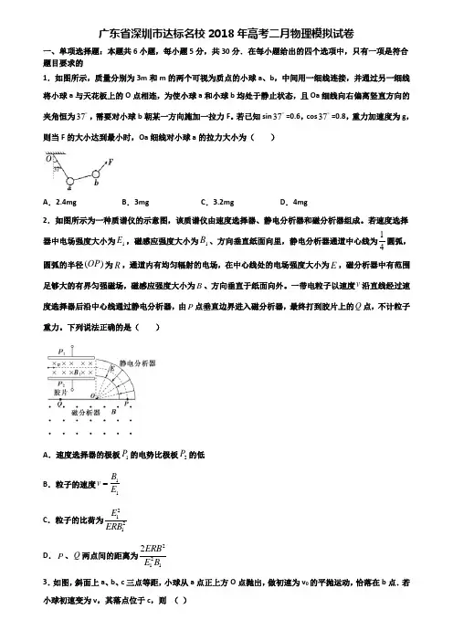 广东省深圳市达标名校2018年高考二月物理模拟试卷含解析