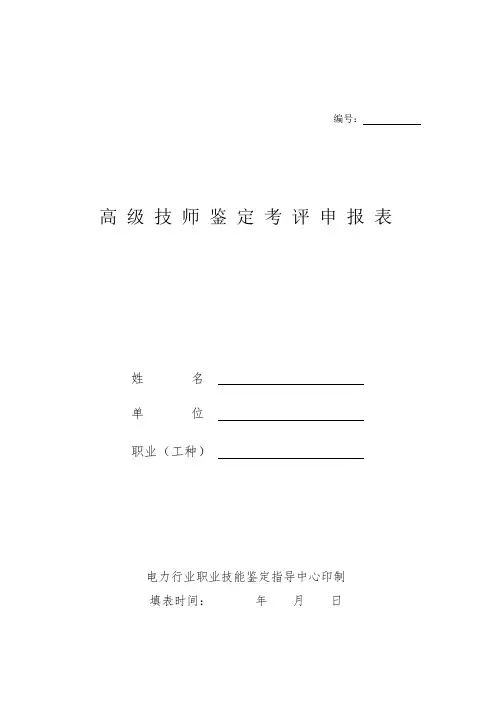 高级技师考评申报表
