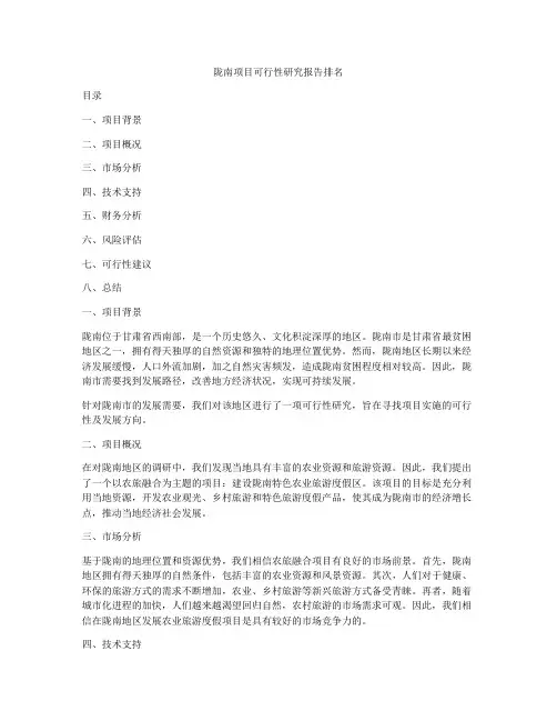 陇南项目可行性研究报告排名