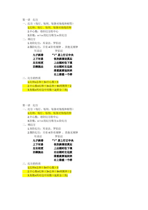 学而思幻方课堂笔记