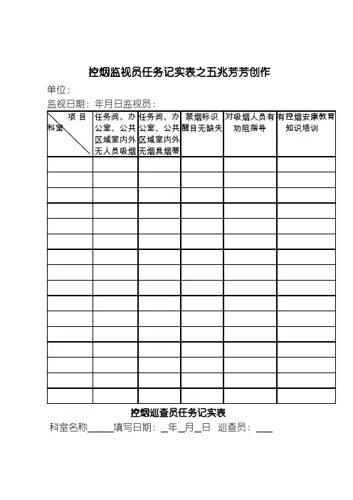 控烟监督员、巡查员工作记录表