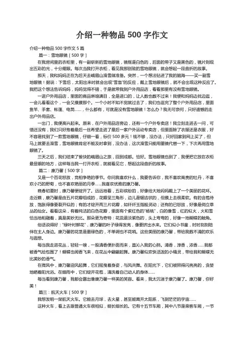 介绍一种物品500字作文5篇