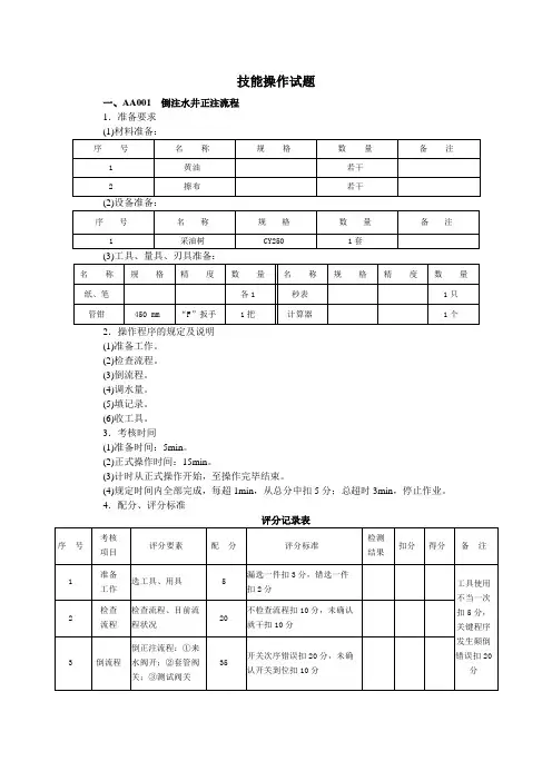 油田采油工实技操作(初级)