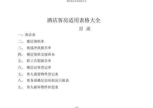 酒店客房实用表格大全